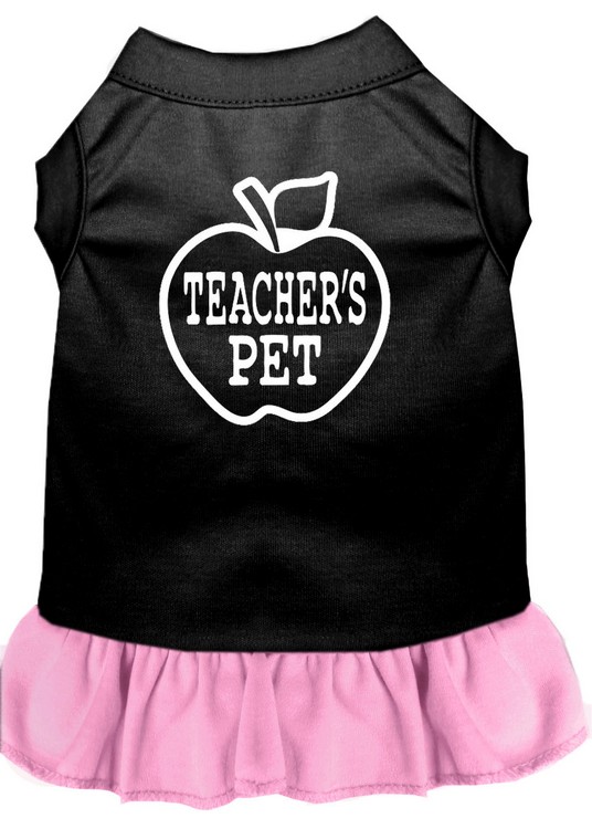 Teachers Pet Screen Print Dress Black with Light Pink Med